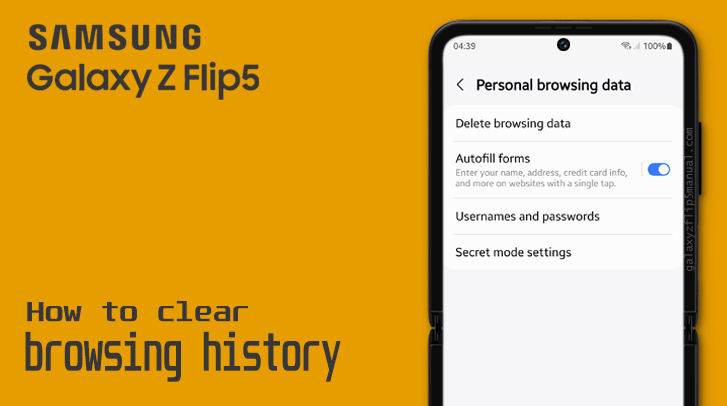 clear browsing history on samsung flip 5